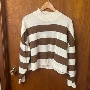 H&M divided mock neck drop shoulder striped sweater